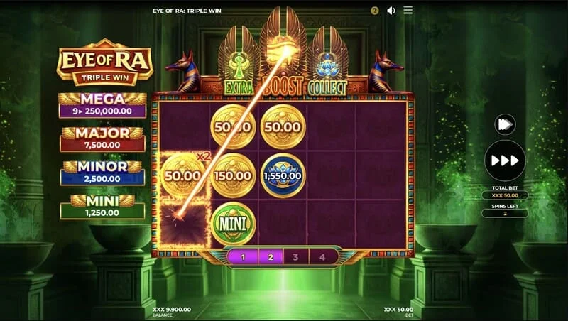 Eye of Ra Triple Win - grande vincita di linea dopo aver raccolto i forzieri
